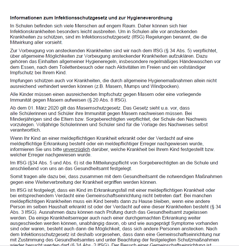 Informationen zum Infektionsschutzgesetz
